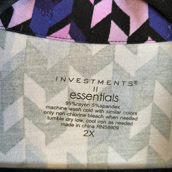 Investments II Essentials Long Sleeve Purple Multi Geometric Top, 2X, EUC - Picture 6 of 7